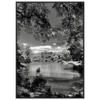 Framed wooden print of Central Park in summer glow from My Store's Travel Collection, Studio Edition Black & White Series.