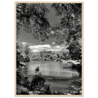 Framed wooden poster of Central Park in summer glow from the Travel Collection, Studio Edition Black & White Series, by My Store.