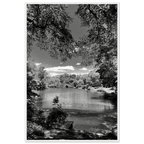 Framed wooden poster of Central Park in summer glow, from My Store's Travel Collection Studio Edition Black & White Series.