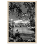 Framed wooden poster of Central Park in summer glow from the Travel Collection Studio Edition, black and white series, luxury art print.