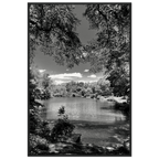 Framed wooden poster of Central Park in summer glow from My Store's Travel Collection Studio Edition Black & White Series.