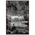 Framed wooden poster of Central Park in summer glow, part of My Store's Travel Collection, Studio Edition black and white series.