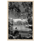 Framed wooden poster of Central Park in summer glow from My Store's Travel Collection, Studio Edition black and white print.