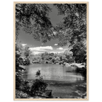 Framed wooden poster of Central Park in summer glow, part of My Store's Travel Collection Studio Edition Black & White Series.
