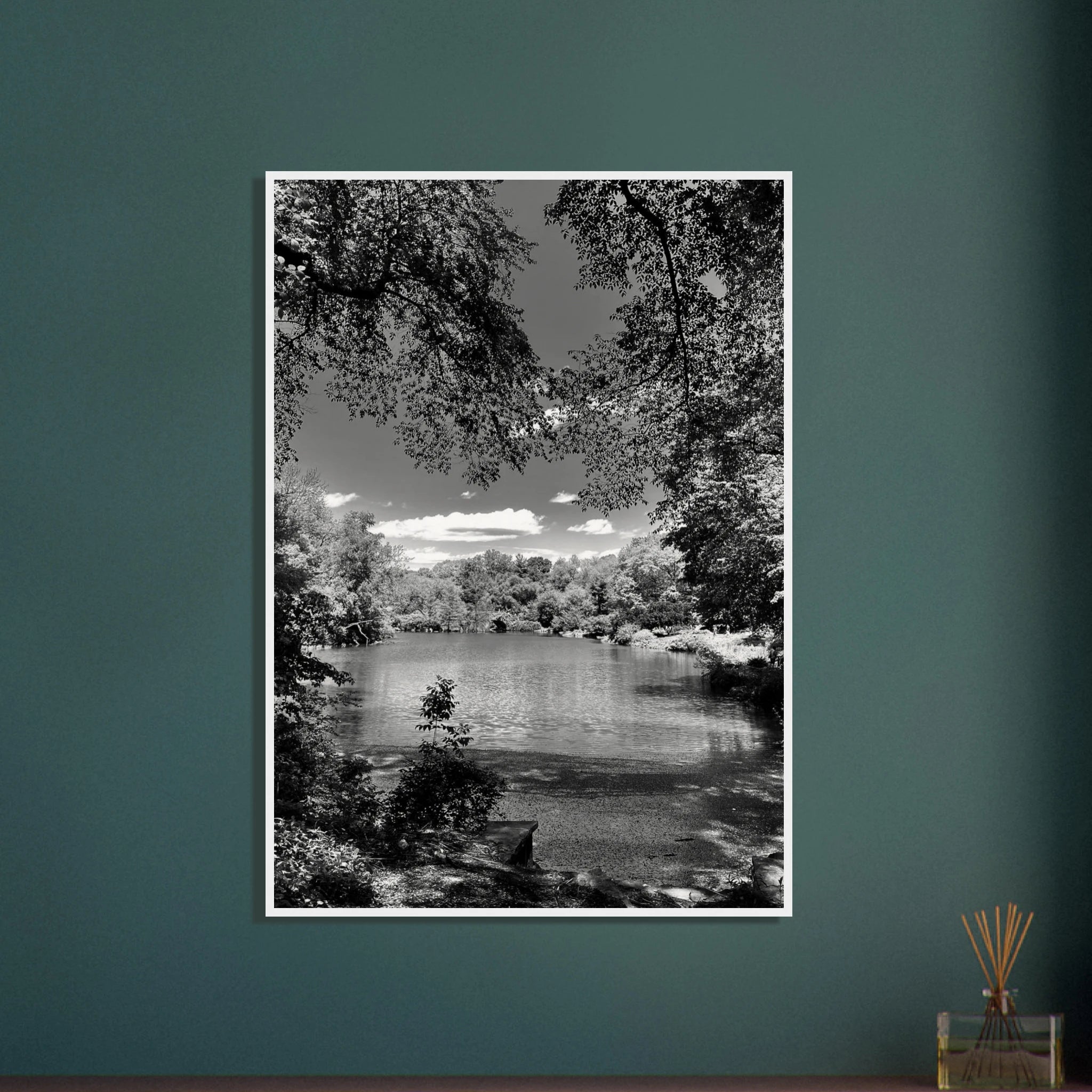Framed wooden print of Central Park in summer glow, part of My Store's Travel Collection Studio Edition black and white series.