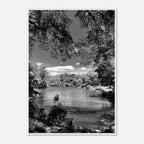 Framed wooden poster of Central Park in summer glow, part of My Store's Travel Collection Studio Edition Black & White Series.