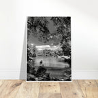 Framed wooden print of Central Park in summer glow from My Store's Travel Collection, Studio Edition black and white series.