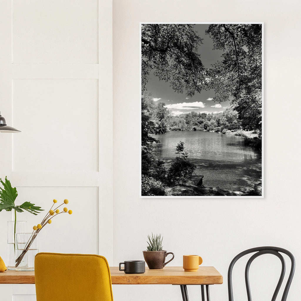 Framed wooden print of Central Park in summer glow, part of My Store's Travel Collection Studio Edition black and white series.