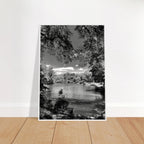 Framed wooden poster of Central Park in summer glow, part of My Store's travel collection, black and white studio edition print.