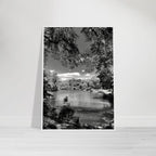 Framed wooden poster of Central Park in summer glow from My Store's Travel Collection, Studio Edition black and white series.