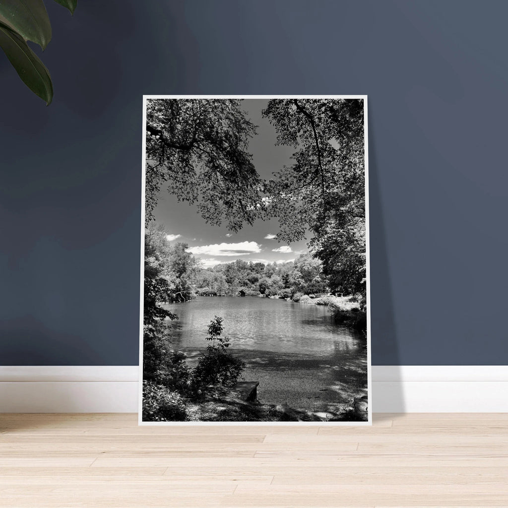 Framed wooden poster of Central Park in summer glow, part of My Store's Travel Collection Studio Edition black and white series.