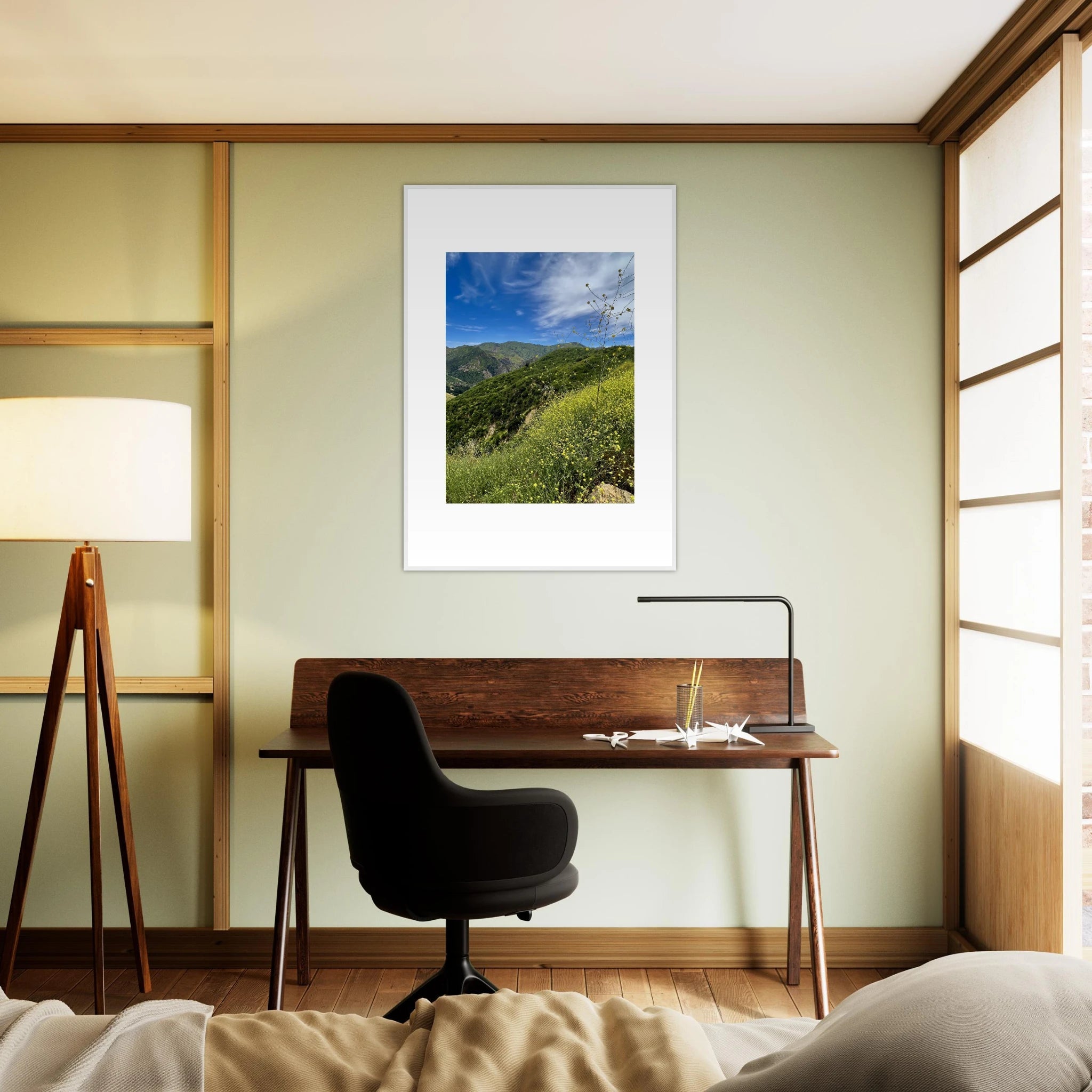 High-quality framed art print of Malibu Canyon in spring bloom wildflowers, featuring California poster art by My Store.