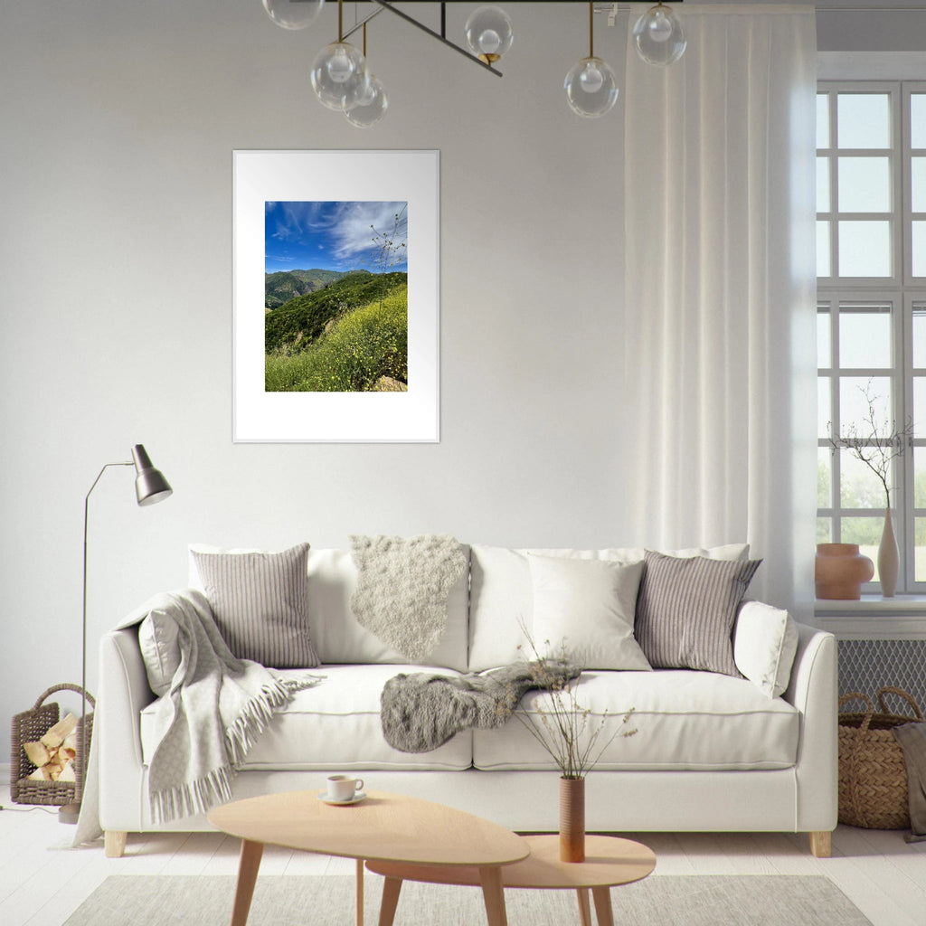 High-quality framed art print of Malibu Canyon in spring bloom wildflowers, California poster art by My Store, 15x20 cm.