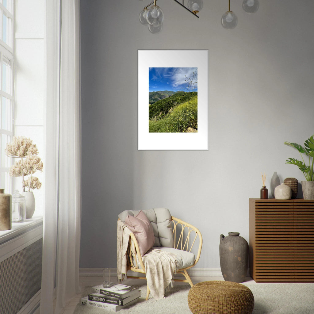 High-quality framed art print of Malibu Canyon in spring bloom wildflowers, California poster art by My Store, 15x20 cm.