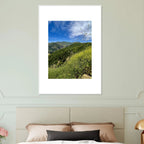 High-quality framed art print of Malibu Canyon in spring bloom wildflowers, featuring vibrant California landscape artwork.
