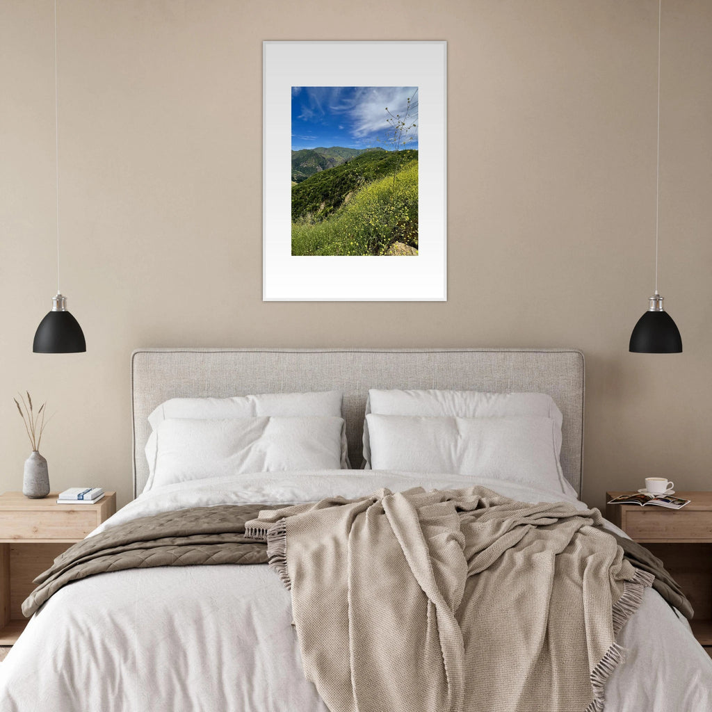 High-quality framed art print of Malibu Canyon in spring bloom wildflowers, California poster art by My Store, 15x20 cm.