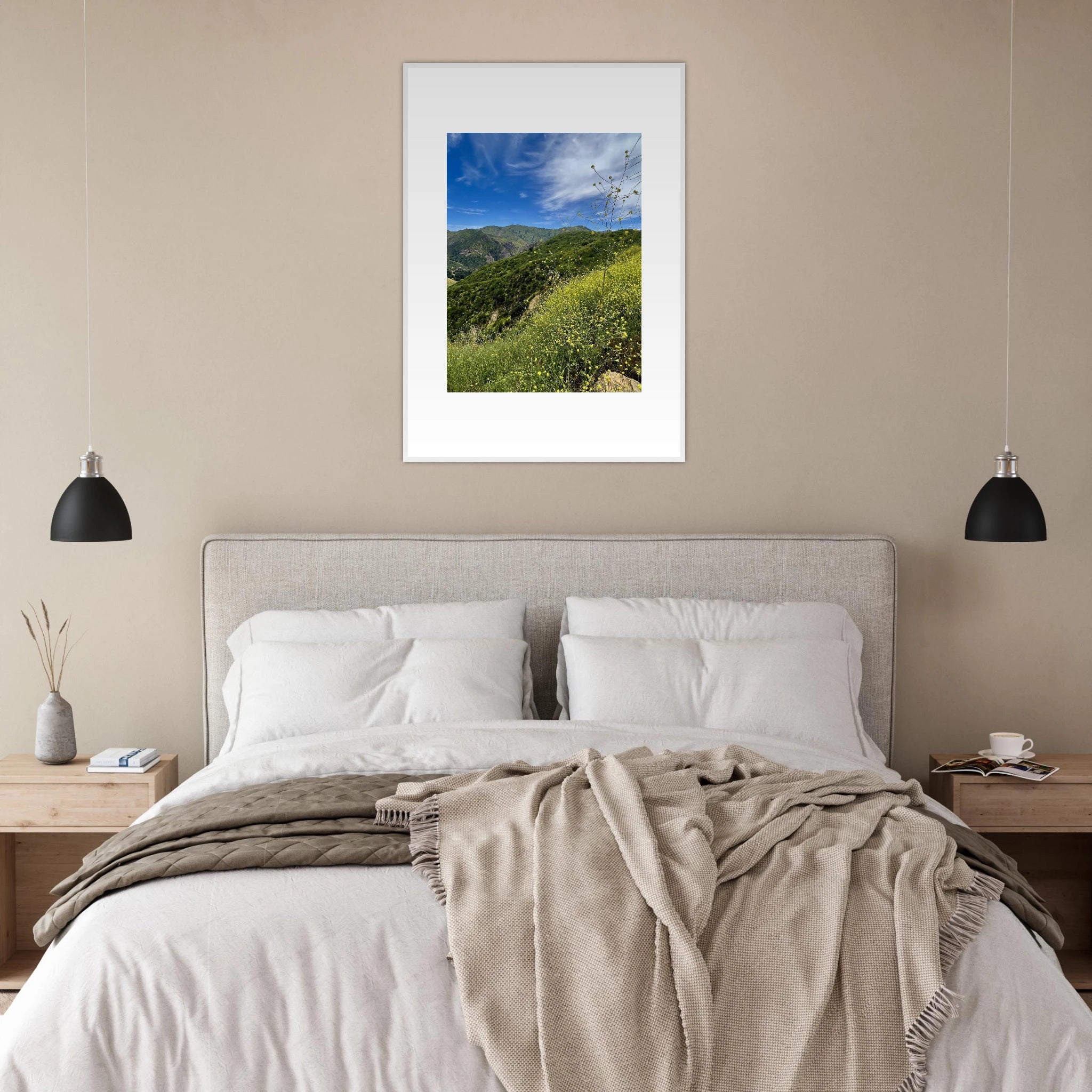 High-quality framed art print of Malibu Canyon in spring bloom wildflowers, California poster art by My Store, 15x20 cm.