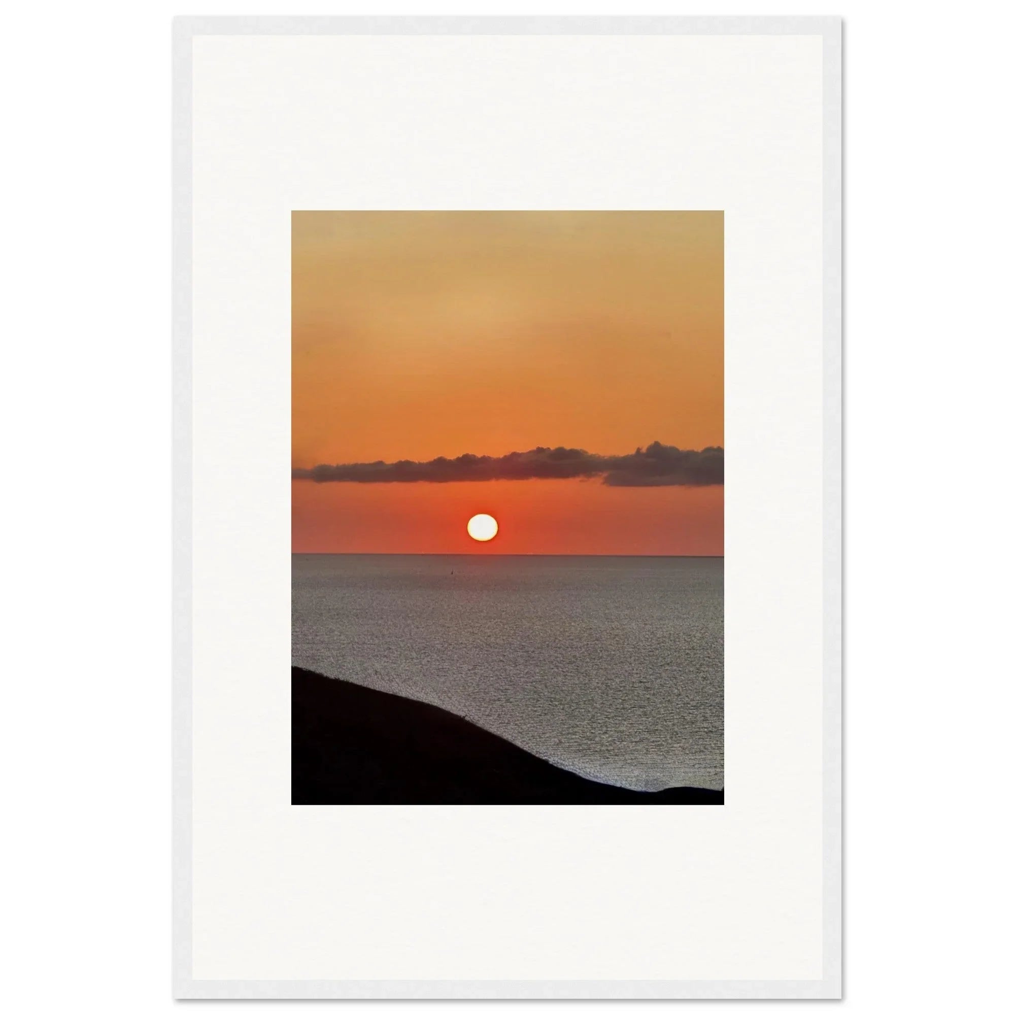 Vibrant Mediterranean Sunset framed poster wall art print, featuring colorful sunset scene for home or office decor.