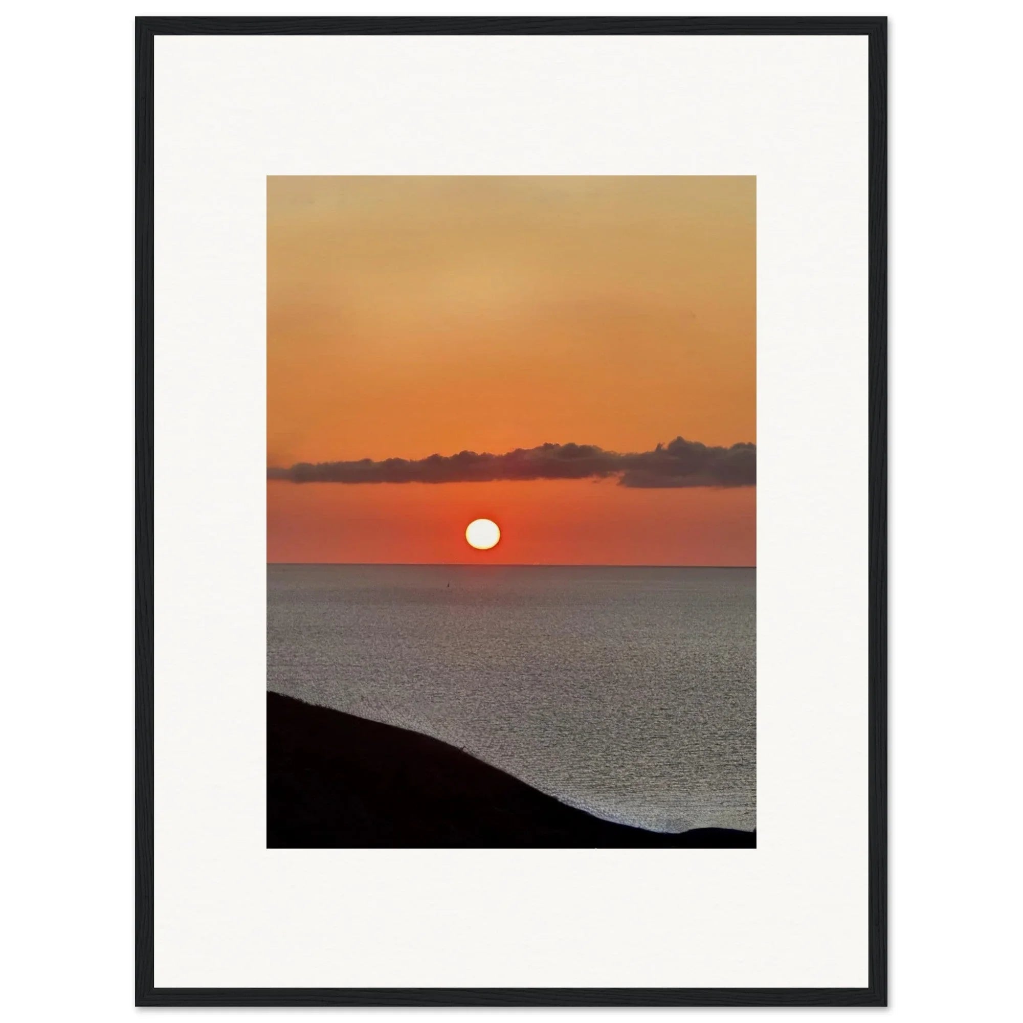 Vivid Mediterranean Sunset framed poster by My Store, vibrant wall art print showcasing a colorful sunset scene for home decor.