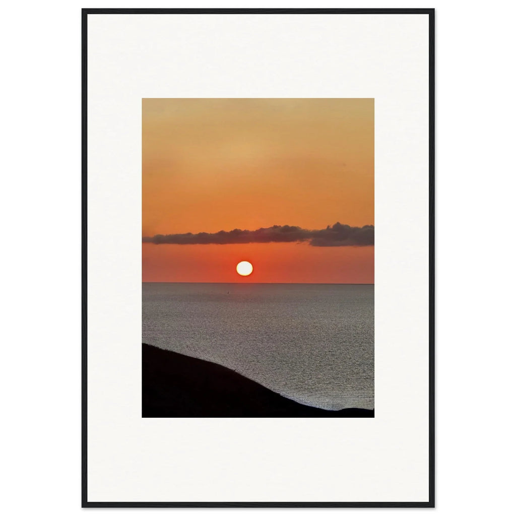Vibrant Mediterranean Sunset framed poster, 15x20 cm print with white frame, wall art from the travel collection, studio edition.