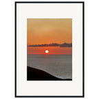 Vibrant Mediterranean Sunset framed poster wall art in a white frame, ideal for coastal decor and travel-themed rooms.