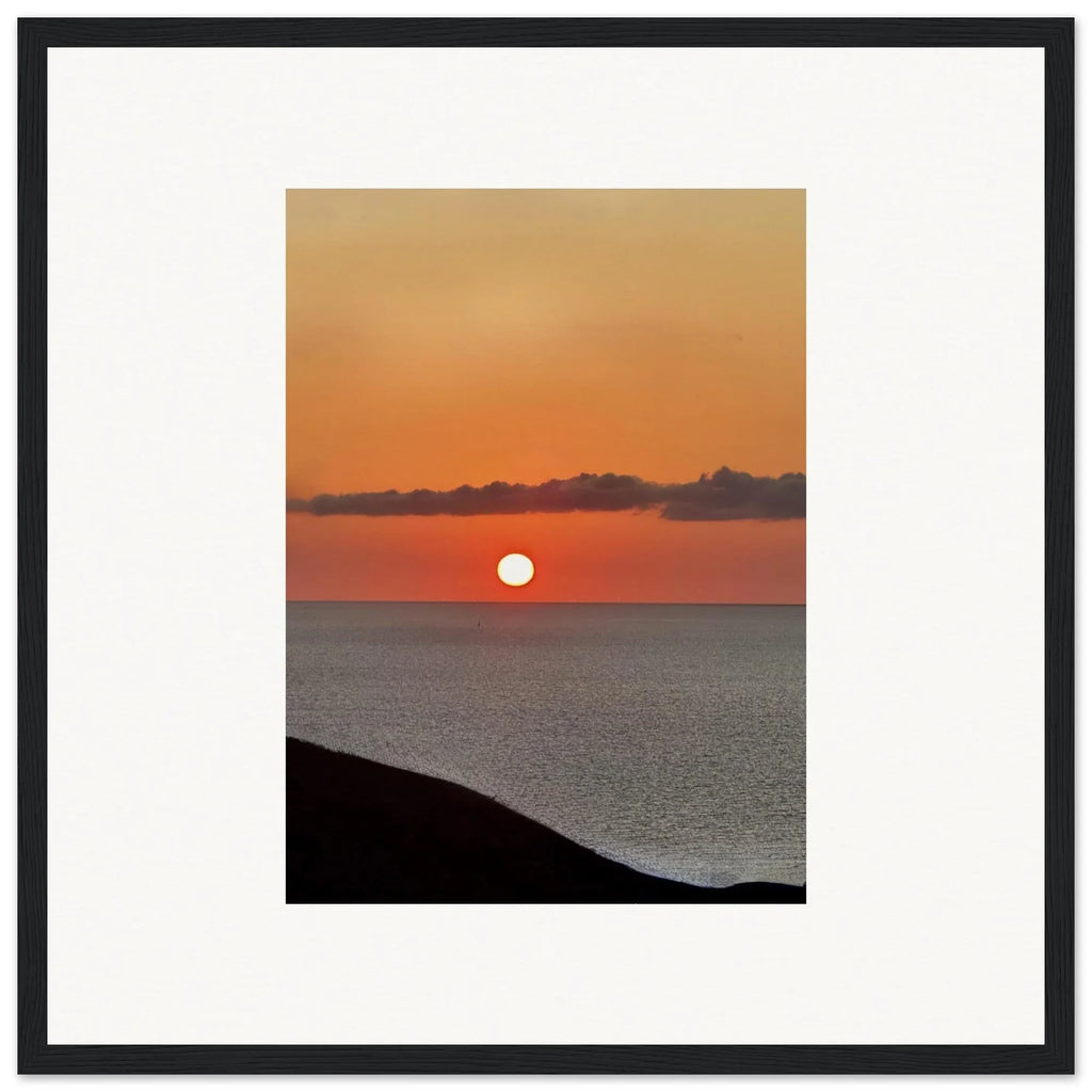 Vibrant Mediterranean Sunset framed poster print on white frame, perfect wall art for any room, part of travel collection studio edition