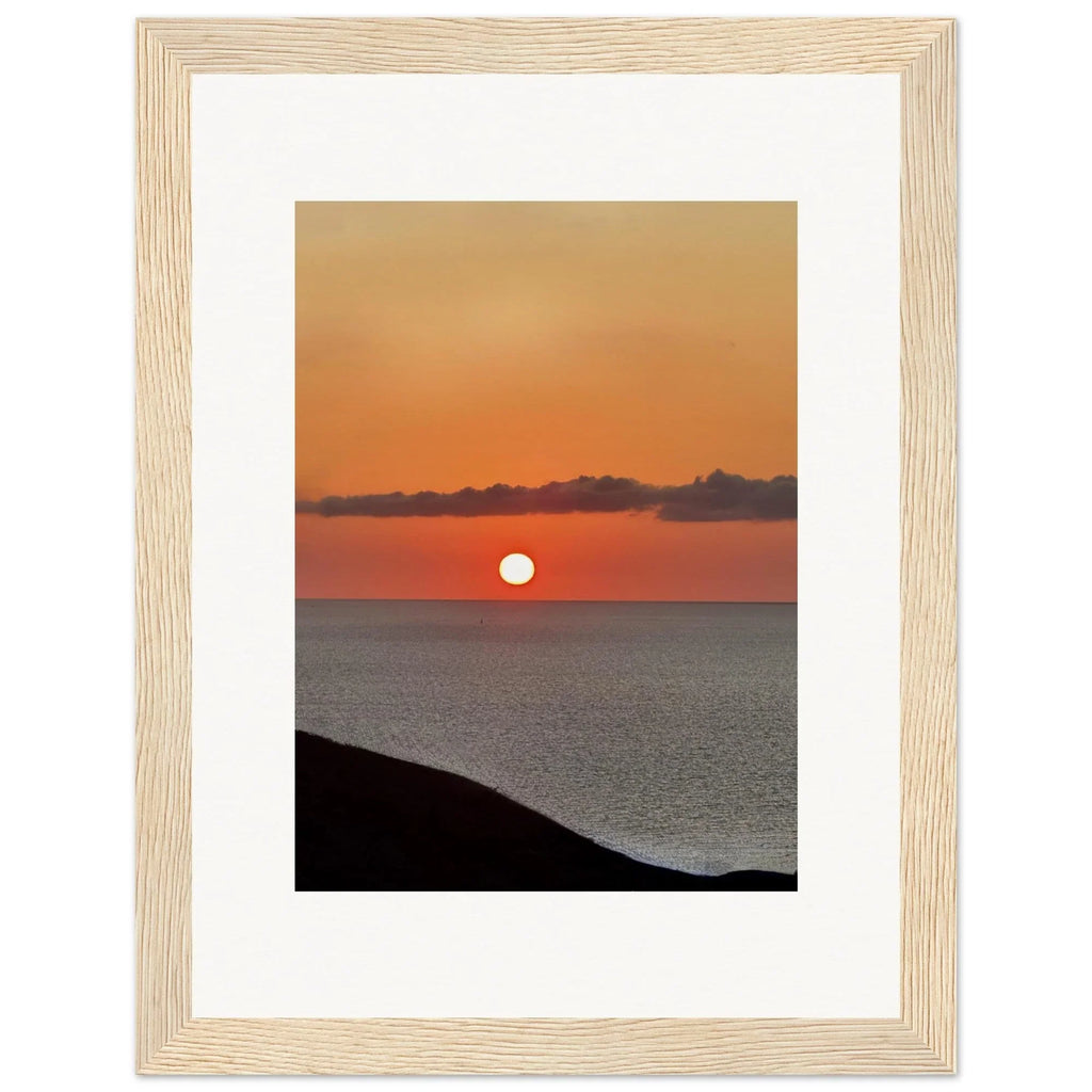 Vibrant Mediterranean Sunset framed poster by My Store, 15x20 cm print with white frame, coastal wall art for any room.
