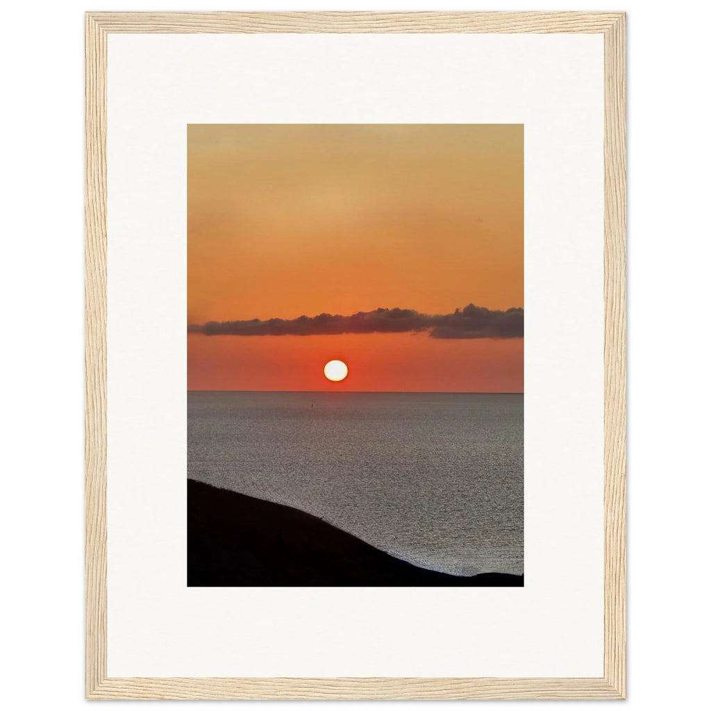 Vibrant Mediterranean Sunset framed poster by My Store, 15x20 cm print with white frame, coastal wall art for any room.