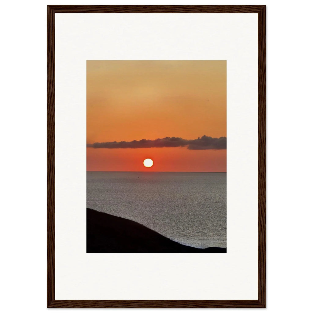 Vibrant Mediterranean Sunset framed poster wall art with a white frame, perfect for coastal-inspired home decor.