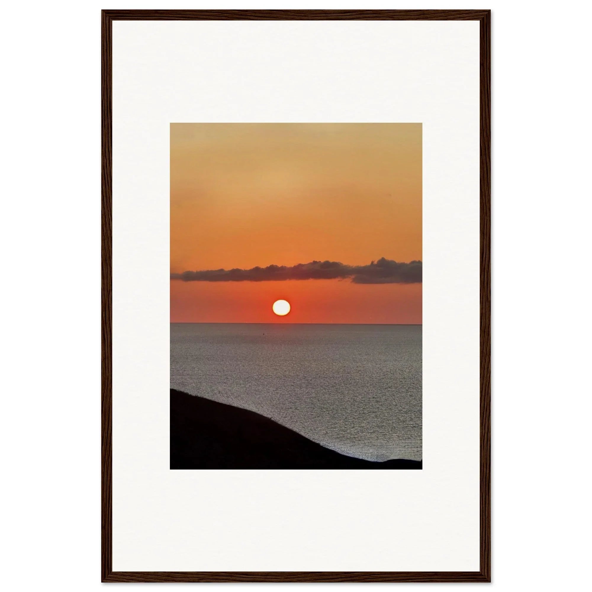 Vibrant Mediterranean Sunset framed poster wall art print showcasing a colorful sunset scene for home or office decor.