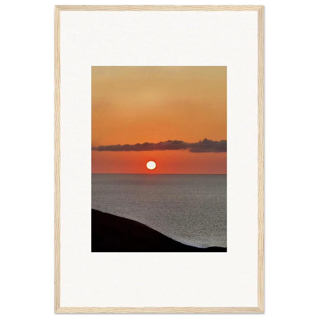 Vibrant Mediterranean Sunset framed poster print on white frame, coastal wall art for home decor, 15x20 cm, from My Store.