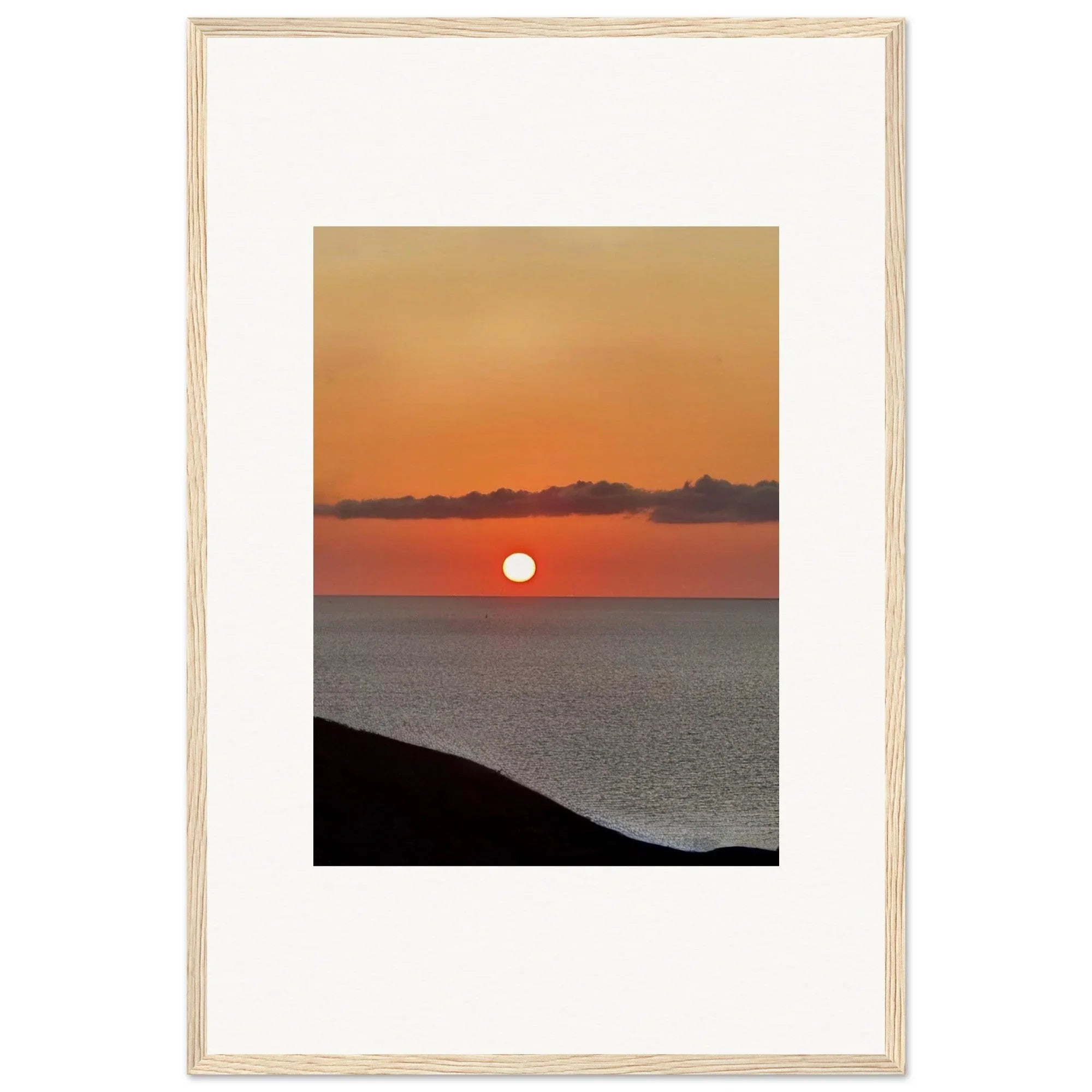 Magical Mediterranean Sunset framed poster by My Store, vibrant wall art print featuring a colorful sunset scene for any room.