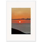Vibrant Mediterranean Sunset framed poster print on white frame, coastal wall art for home decor, 15x20 cm, travel-inspired design