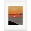 Vibrant Mediterranean Sunset framed poster in white frame, 15x20 cm print, colorful wall art from the Travel Collection.