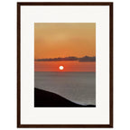 Vibrant Mediterranean Sunset framed poster wall art in white frame, 15x20 cm, depicting a colorful coastal sunset scene.