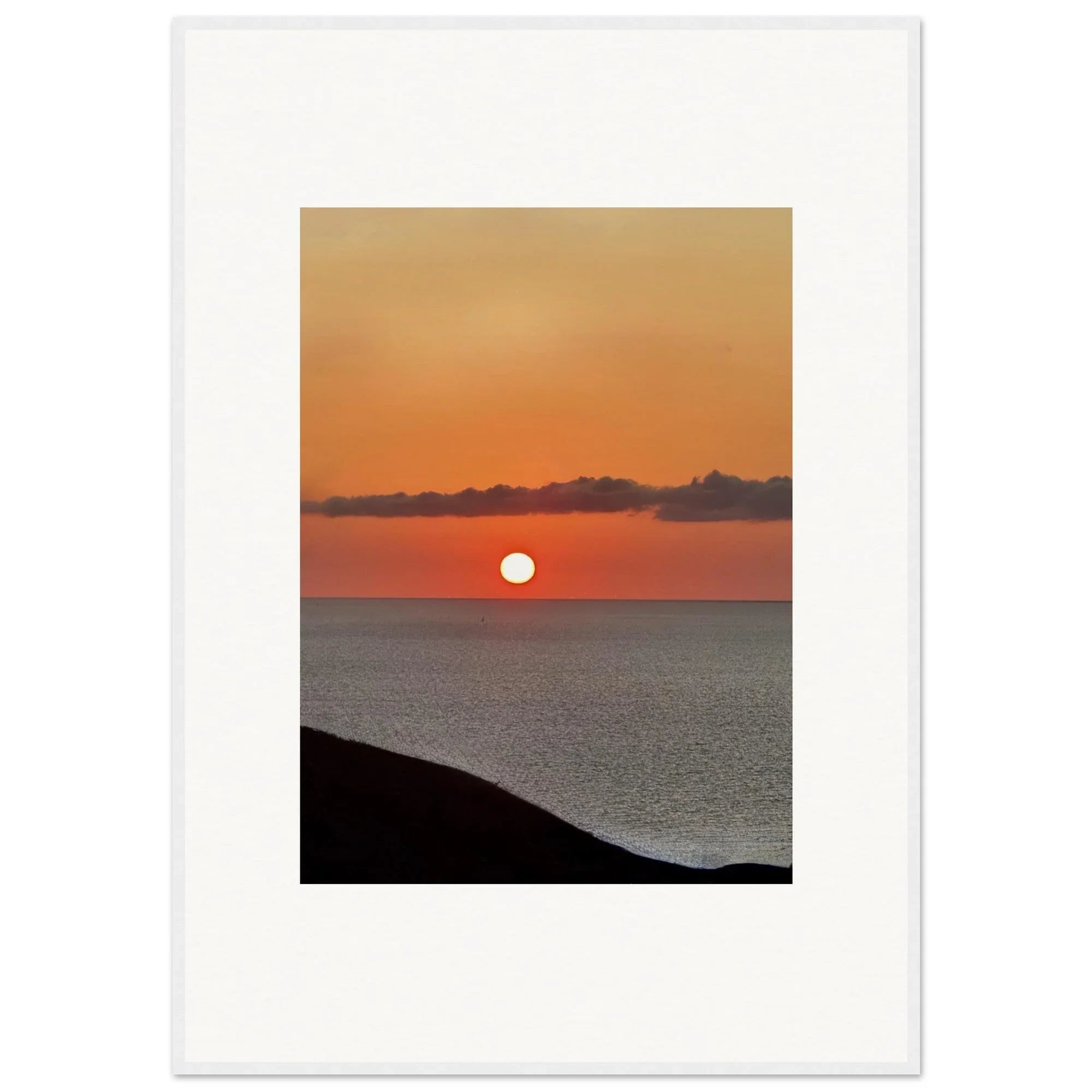 Magical Mediterranean Sunset framed poster, vibrant wall art print on white frame, ideal for home decor or travel-themed rooms.