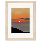 Vivid Mediterranean sunset framed poster with white 15x20 cm border, vibrant travel wall art for any room.