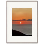 Vibrant Mediterranean Sunset framed poster print in white frame, coastal wall art for home decor or travel-inspired room decor.