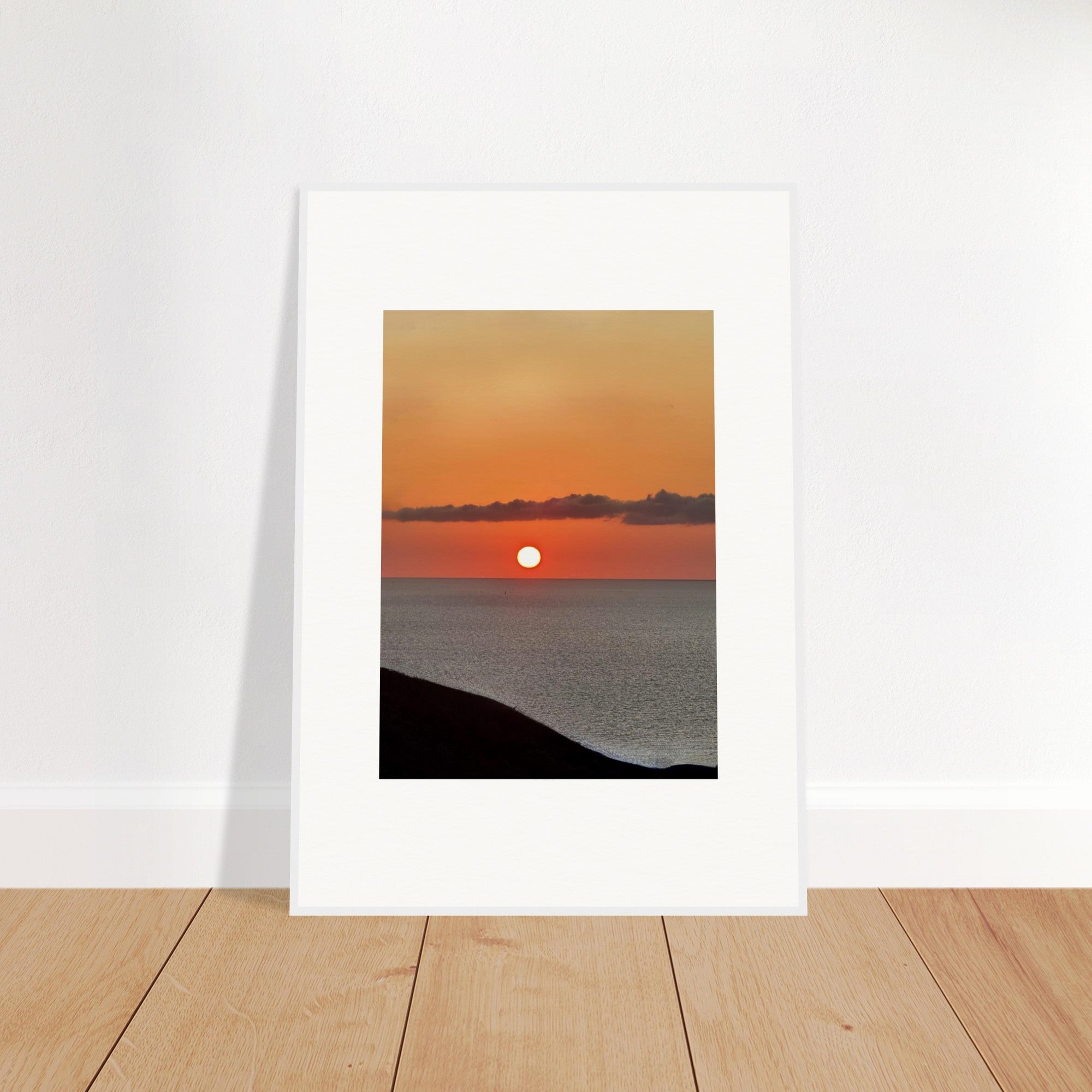 Vivid Mediterranean sunset framed poster by My Store, 15x20 cm print on white frame, vibrant travel-themed wall art for any room.