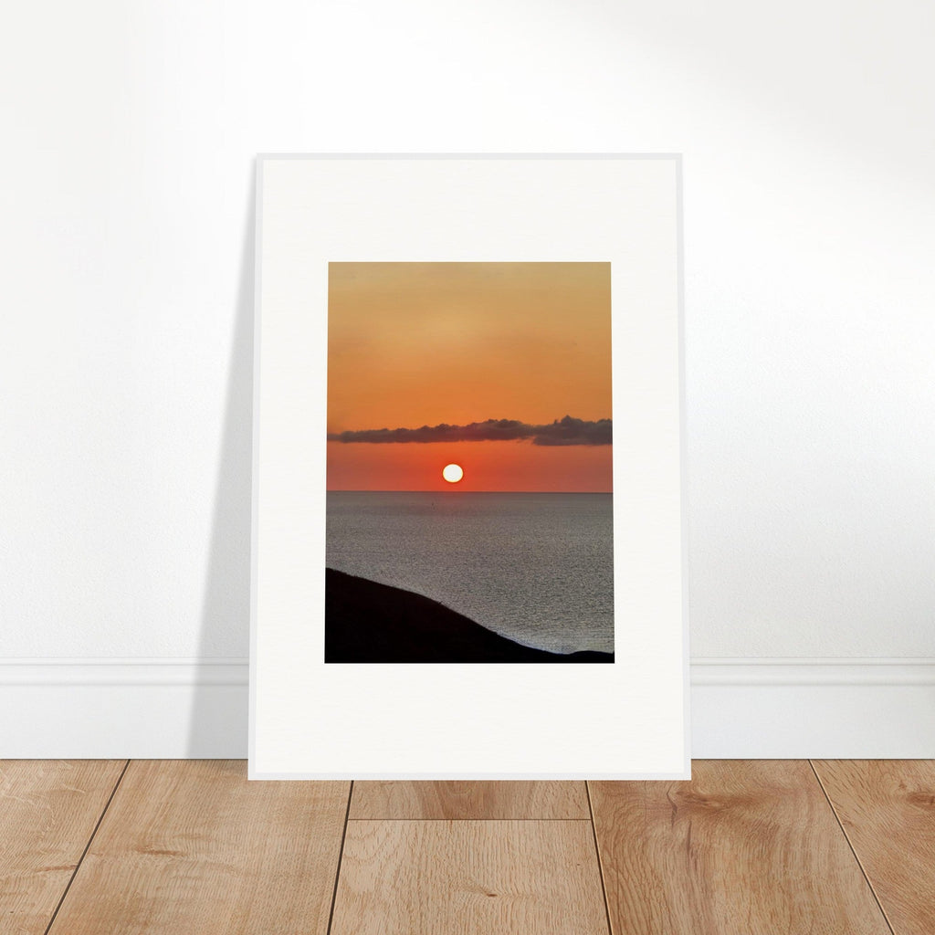 Vibrant Mediterranean Sunset framed poster by My Store, 15x20 cm print on white frame, colorful wall art for any room.