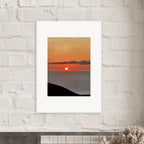 Vibrant Mediterranean Sunset framed poster print in a white frame, perfect wall art for any room from the Travel Collection.