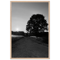 Black and white framed poster of Cotswolds summer in English countryside, mounted on wood, 15x20 cm print, wall art by My Store.