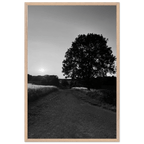 Black and white framed poster of Cotswolds summer in English countryside, mounted on wood, 15x20 cm print, wall art by My Store.