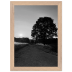 Black and white framed poster of the Cotswolds summer countryside, mounted on wood with a 15x20 cm print, part of the English travel collection.