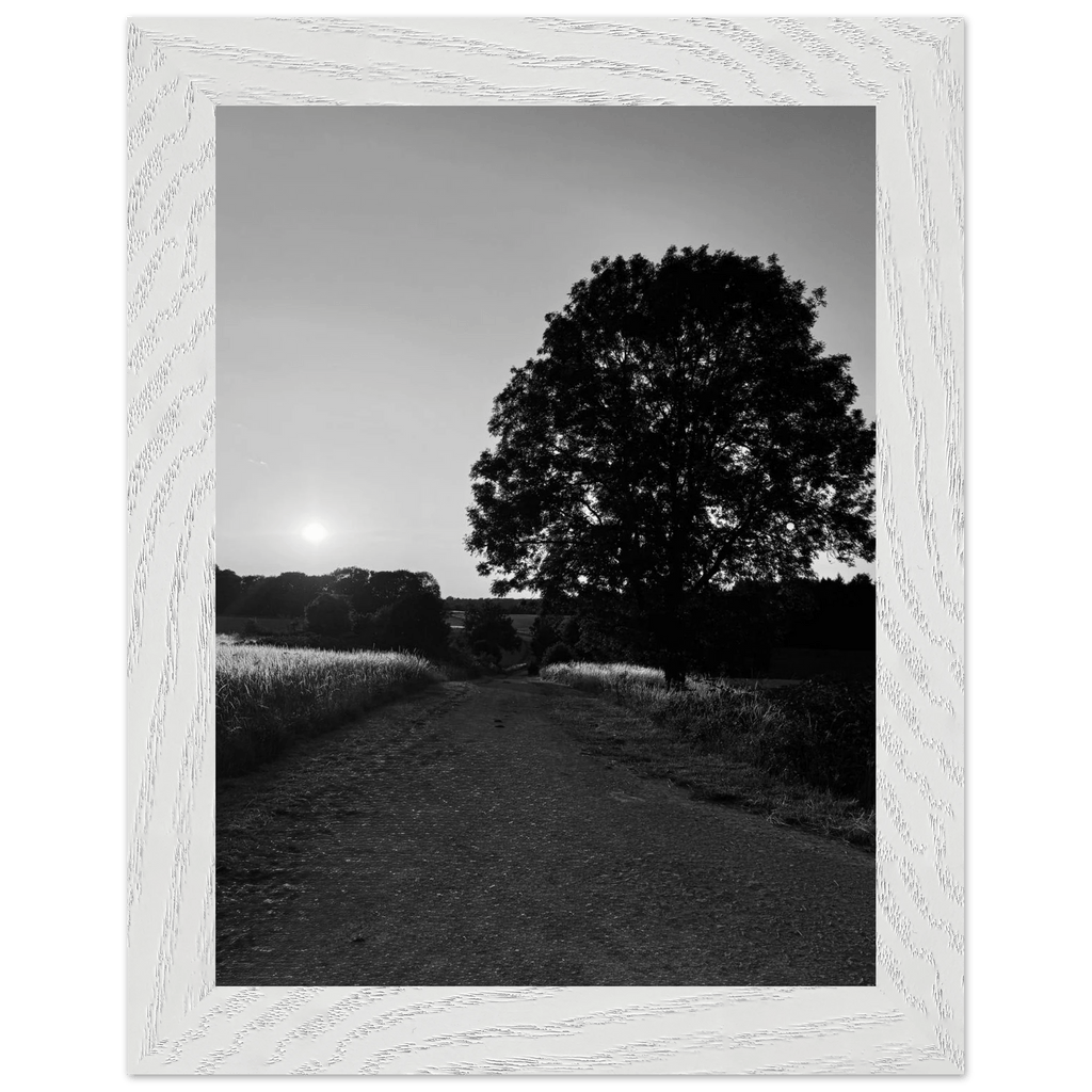 Mounted wooden framed poster of summer in the English Cotswolds, black and white travel series print by My Store.