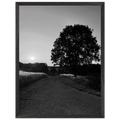 Black and white framed poster of the Cotswolds summer countryside, mounted on wood, featuring English rural scenery.