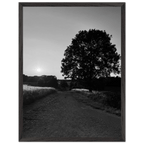 Black and white framed poster of the Cotswolds summer countryside, mounted on wood, featuring English rural scenery.