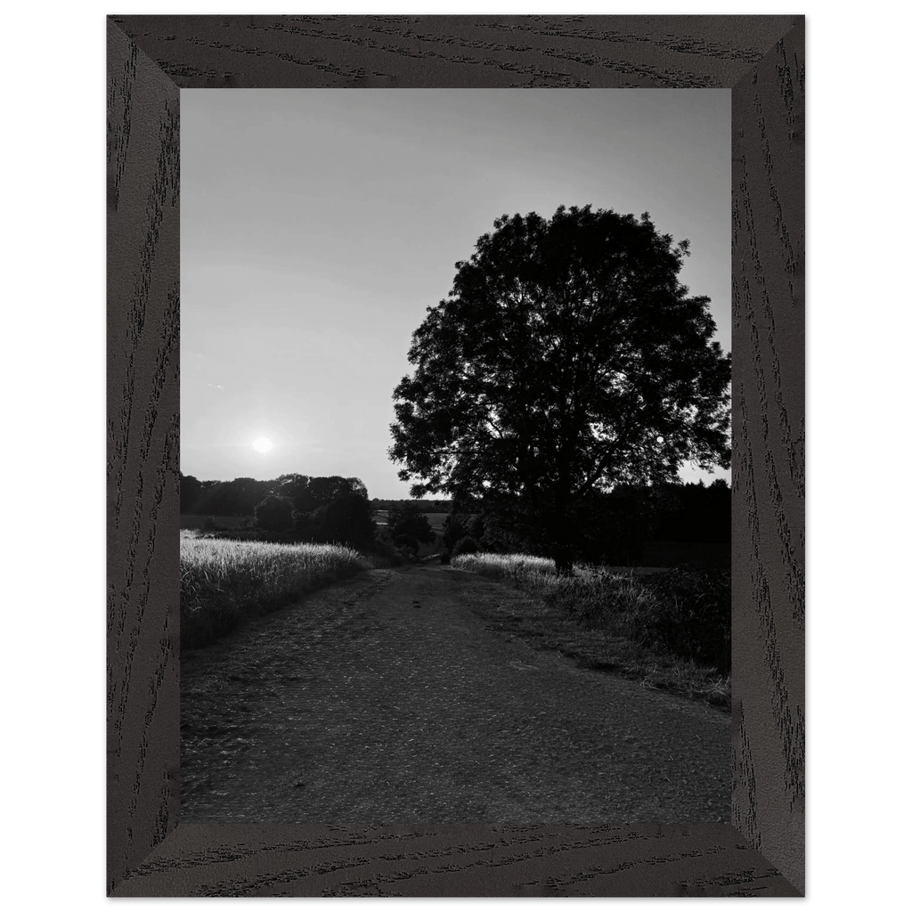 Mounted wooden framed poster of summer in the English Cotswolds, black and white travel collection print by My Store.