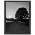 Black and white framed poster of the Cotswolds summer scene, English countryside wall art in a 15x20 cm wooden frame.