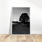 Mounted wooden framed poster of summer in the English Cotswolds, black and white travel collection print by My Store.